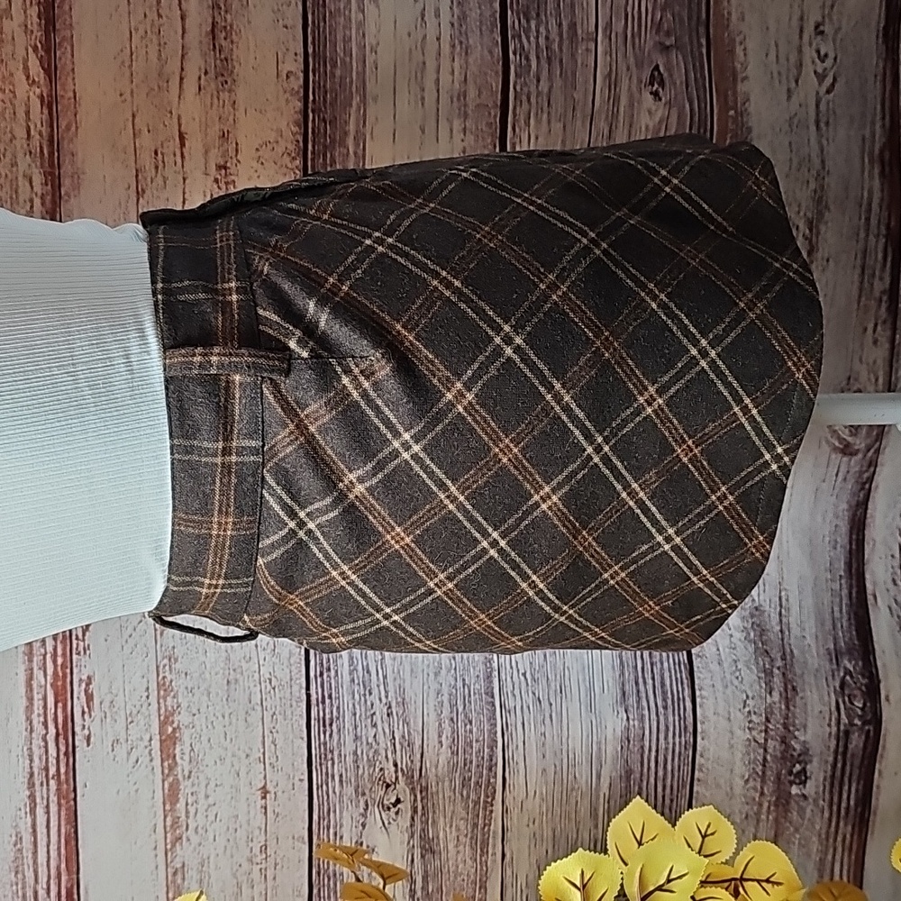 FREE PEOPLE VINTAGE Y2K BROWN PLAID WOOL BLEND MINI-SKIRT - Picture 5 of 12